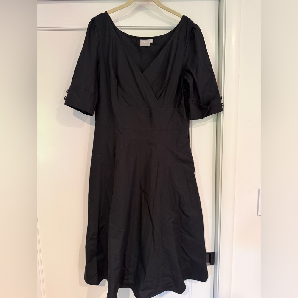 eshakti Black Wrap-Front Midi Dress